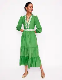 Violet Linen Blend Midi Dress-Paradise Green(Petite,2)