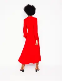 Scalloped Collar Tea Dress-Poppy Red(Petite,2)