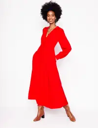 Scalloped Collar Tea Dress-Poppy Red(Petite,2)