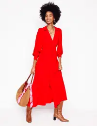 Scalloped Collar Tea Dress-Poppy Red(Petite,2)