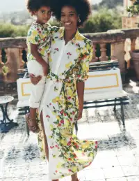 Clara Linen Blend Shirt Dress-Ivory. Cherries and Lemons(Petite,2)