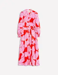 Ruby Collarless Shirt Dress-Rouge. Bow Scatter(Petite,2)