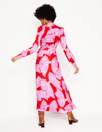Ruby Collarless Shirt Dress-Rouge. Bow Scatter(Petite,2)