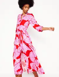 Ruby Collarless Shirt Dress-Rouge. Bow Scatter(Petite,2)