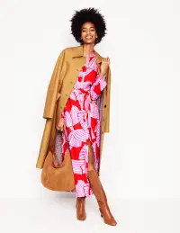 Ruby Collarless Shirt Dress-Rouge. Bow Scatter(Petite,2)