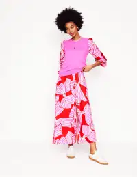 Ruby Collarless Shirt Dress-Rouge. Bow Scatter(Petite,2)