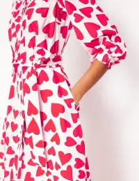 Clara Cotton Shirt Dress-Ivory. Heart Cluster(Petite,2)