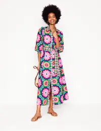 Clara Cotton Shirt Dress-Multi. Flower Tile(Petite,2)