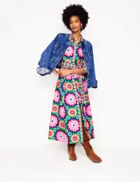 Clara Cotton Shirt Dress-Multi. Flower Tile(Petite,2)