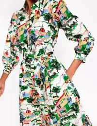 Clara Cotton Shirt Dress-Multi. Painted Village(Petite,2)