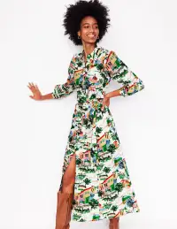 Clara Cotton Shirt Dress-Multi. Painted Village(Petite,2)