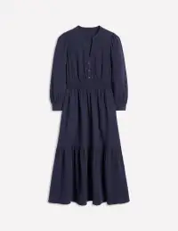 Elena Double Cloth Midi Dress-Navy(Petite,2)