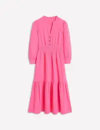Elena Double Cloth Midi Dress-Sorbet Pink(Petite,2)