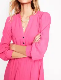 Elena Double Cloth Midi Dress-Sorbet Pink(Petite,2)