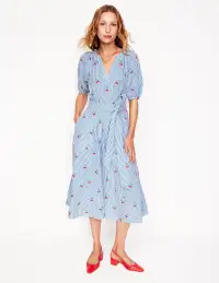 Bria Embroidered Midi Dress-Cherries Embroidery