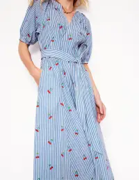 Bria Embroidered Midi Dress-Cherries Embroidery(Petite,2)