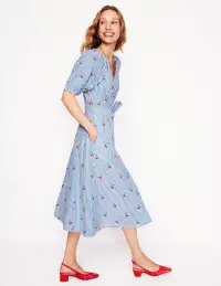 Bria Embroidered Midi Dress-Cherries Embroidery(Petite,2)