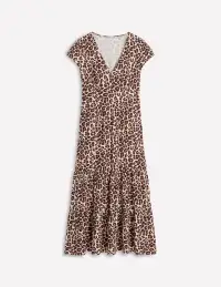 Eloise Tiered Jersey Dress-Cheetah Pop(Petite,2)