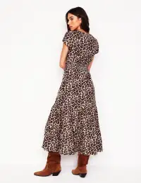 Eloise Tiered Jersey Dress-Cheetah Pop(Petite,2)