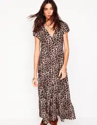 Eloise Tiered Jersey Dress-Cheetah Pop(Petite,2)