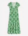 Eloise Tiered Jersey Dress-Paradise Green. Dahlia Stamp(Petite,2)