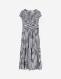 Eloise Tiered Jersey Dress-French Navy and Ivory Stripe(Petite,2)