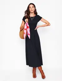 Melanie Jersey Midi Dress-Black(Petite,2)
