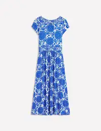Melanie Jersey Midi Dress-Gallery Blue. Dahlia Stamp(Petite,2)