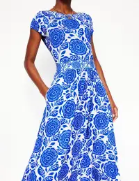 Melanie Jersey Midi Dress-Gallery Blue. Dahlia Stamp(Petite,2)