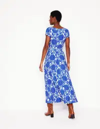 Melanie Jersey Midi Dress-Gallery Blue. Dahlia Stamp(Petite,2)