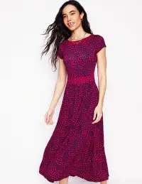 Melanie Jersey Midi Dress-French Navy. Heart Cluster(Petite,2)