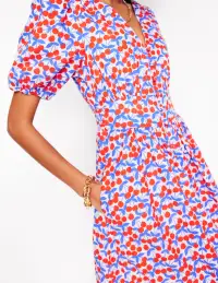 Lillian Cotton Midi Dress-Chalk Pink. Cherry Cascade(Petite,2)