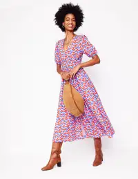 Lillian Cotton Midi Dress-Chalk Pink. Cherry Cascade(Petite,2)