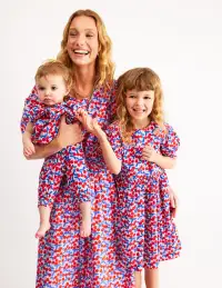 Lillian Cotton Midi Dress-Chalk Pink. Cherry Cascade(Petite,2)