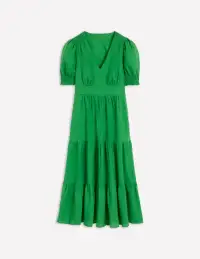 Anna Linen Tiered Midi Dress-Paradise Green(Petite,2)