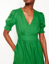 Anna Linen Tiered Midi Dress-Paradise Green(Petite,2)