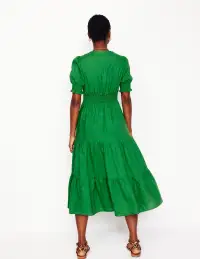 Anna Linen Tiered Midi Dress-Paradise Green(Petite,2)