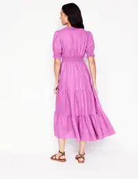Anna Linen Tiered Midi Dress-Foxglove Purple(Petite,2)