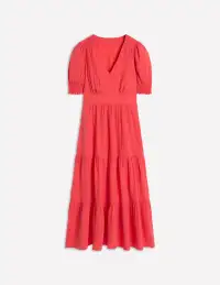 Anna Double Cloth Midi Dress-Jam Red(Petite,2)