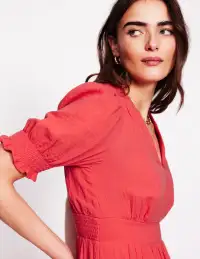 Anna Double Cloth Midi Dress-Jam Red(Petite,2)