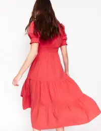 Anna Double Cloth Midi Dress-Jam Red(Petite,2)