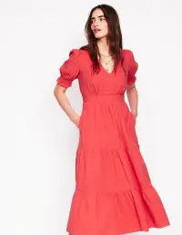 Anna Double Cloth Midi Dress-Jam Red(Petite,2)