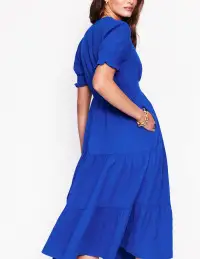 Anna Double Cloth Midi Dress-Bright Blue(Petite,2)