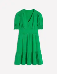 Anna Double Cloth Short Dress-Bright Green(Petite,2)
