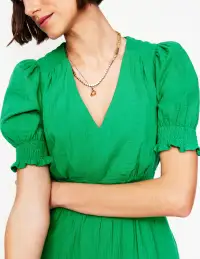 Anna Double Cloth Short Dress-Bright Green(Petite,2)