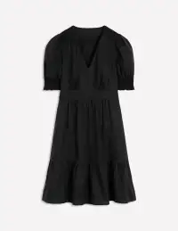 Anna Linen Short Dress-Black(Petite,2)