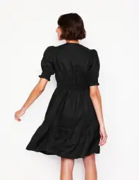 Anna Linen Short Dress-Black(Petite,2)
