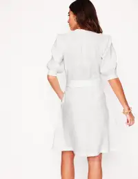 Ada Linen Short Dress-White(Petite,2)