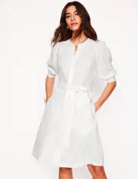 Ada Linen Short Dress-White(Petite,2)