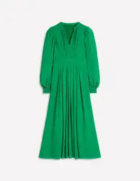 Pleat Detail Blouson Dress-Rich Emerald(2)